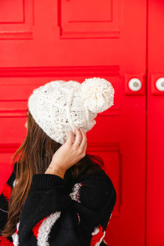 Cable Knit Pom Beanie