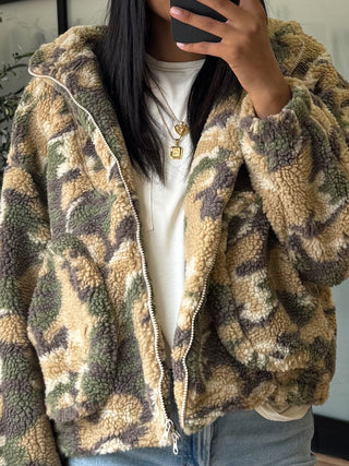 Camo Teddy Jacket | +Plus Available