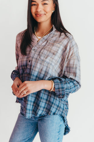 Blue Mountain Ombre Plaid Top