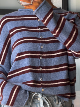 Isla Varsity Stripe Cardigan | Riverstone