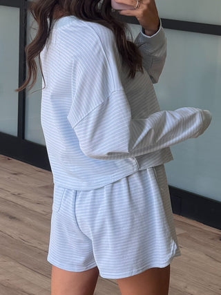 Boardwalk Stripe Crew Set | Pale Blue