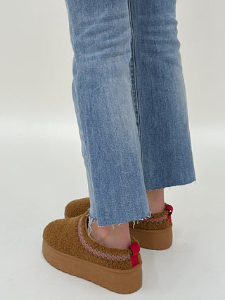 Teddy Tazza Platform Slides | Chestnut