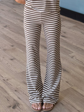 Miah Ribbed Knit Flare Pants | Cocoa Cream