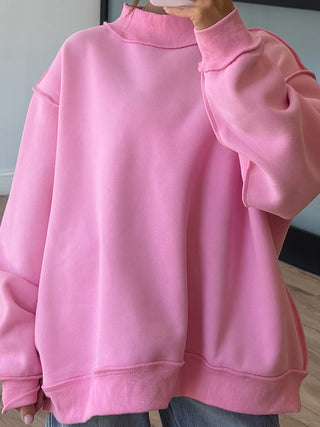 Inside-Out Mock Neck Sweatshirt | Bubblegum