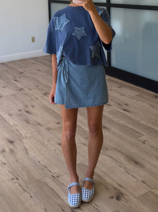 Starburst Patch Tee | Stone Blue