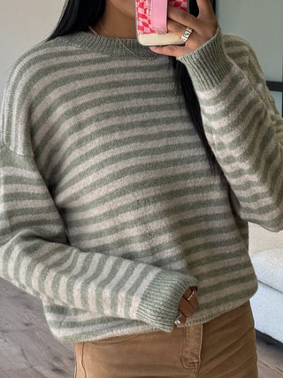 Upstate Stripe Sweater | Sage | +Plus Available