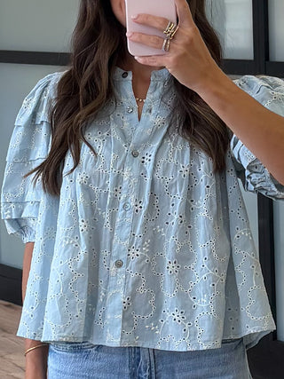 Copacabana Puff Sleeve Blouse | Blue Willow