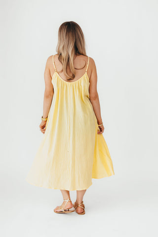 Callie Cotton Gauze Midi Dress | Lemon