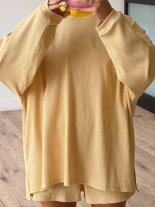 Easy Going Ribbed Stripe Pullover | Golden