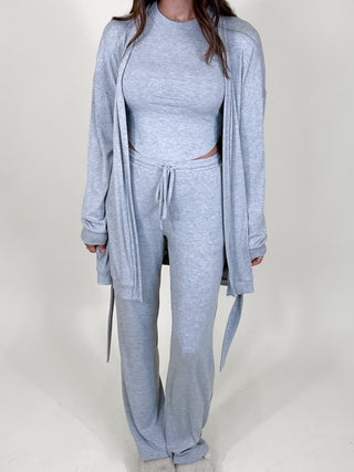 Downtime Ribbed Robe | Grey | +Plus Available | FINAL SALE