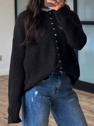 Reyes Button Cardigan | Chocolate