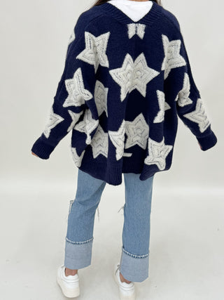 Stormi Star Oversized Cardigan | Navy | RESTOCK