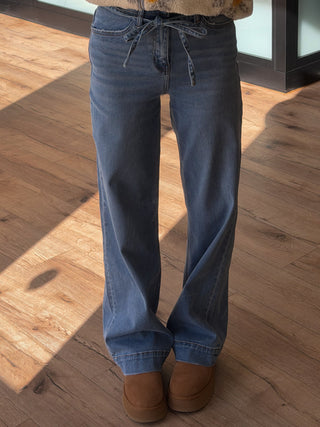 Romi Tie Waist Wide-Leg Jeans