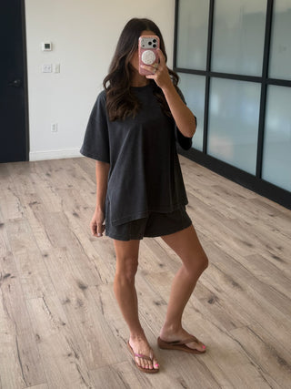 Field Day Tee + Shorts Set | Washed Black