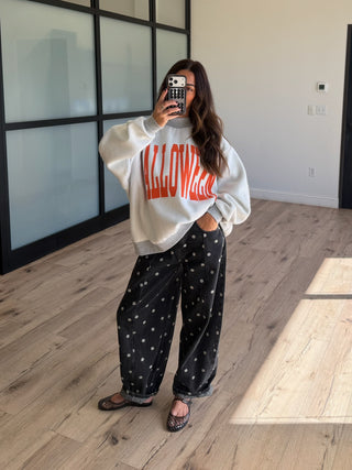 "HALLOWEEN" Reversible Mock Neck Sweatshirt