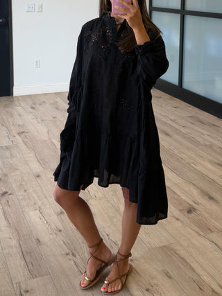 Saltwater Eyelet Cover-Up Dress | Black