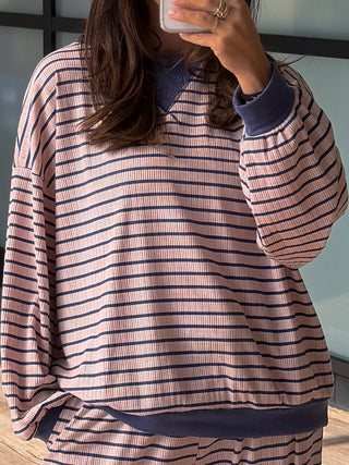 Blushin' Sailor Ribbed Contrast Top