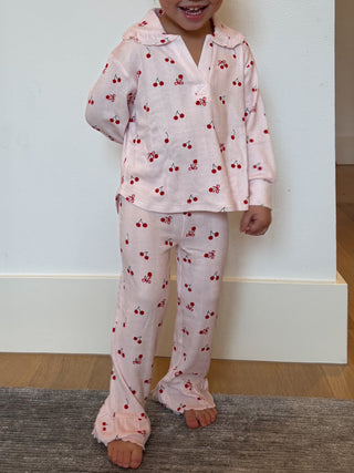 Kids Cherry Pointelle Ruffle Set | Tiny Talulah