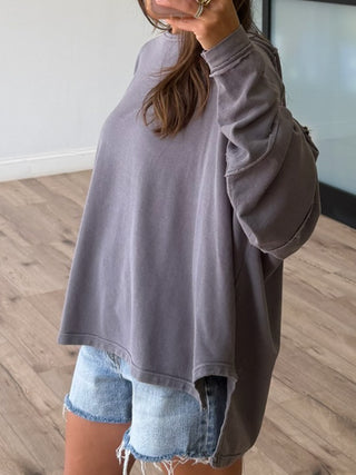 Wave Catcher Oversized Top | Charcoal