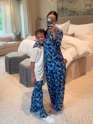 Boy's Blue Camo Ribbed Lounge Pants | Tiny Talulah
