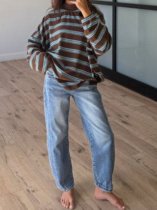 Right In Line Mock Neck Top | Cocoa Sea
