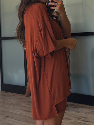 Novi Ribbed Tee + Shorts Set | Rust | +Plus Available