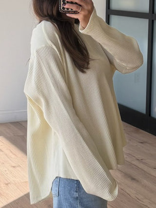 Averi Waffle Knit Top | Vanilla
