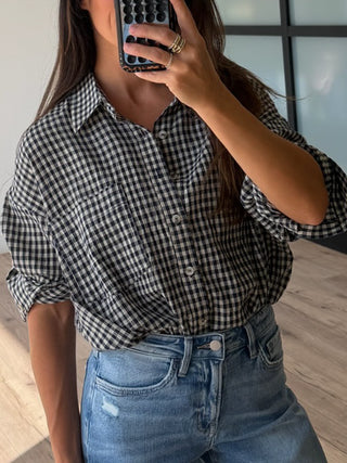 Archie Gingham Button-Down Blouse