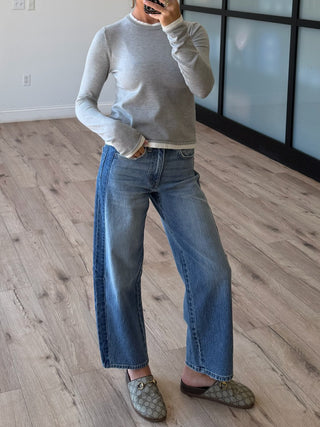 Think Twice Layered Knit Top | Grey