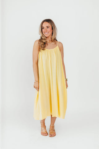 Callie Cotton Gauze Midi Dress | Lemon