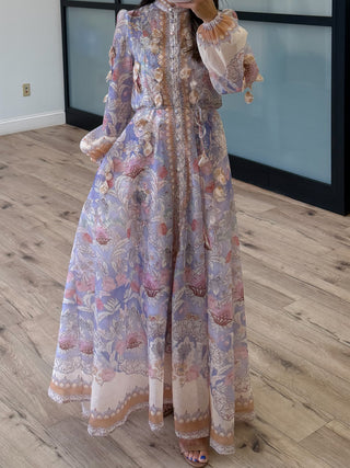 Lavender Mirage Floral Maxi Dress