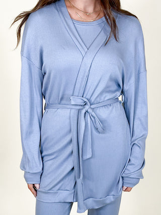 Downtime Ribbed Robe | Smoke Blue | +Plus Available | FINAL SALE