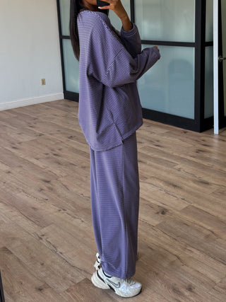 Just Lounging Brush Knit Pants | Lavender Mocha