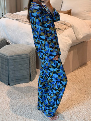 Blue Camo Women's Ribbed Pant Set | +Plus Available