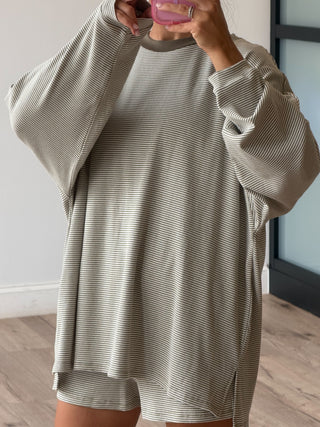 Easy Going Ribbed Stripe Pullover | Ash