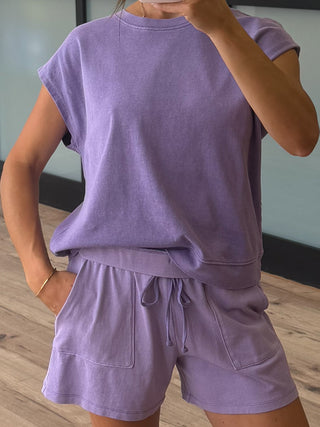 At Home Tee + Shorts Set | Dusty Lilac