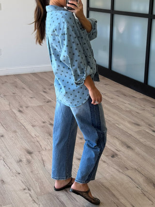 Cavi Polka Dot Denim Shacket