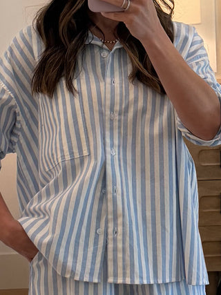 Rian Stripe Button-Down | Sky Blue | RESTOCK