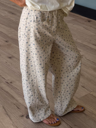 Wisteria Garden Barrel Jeans