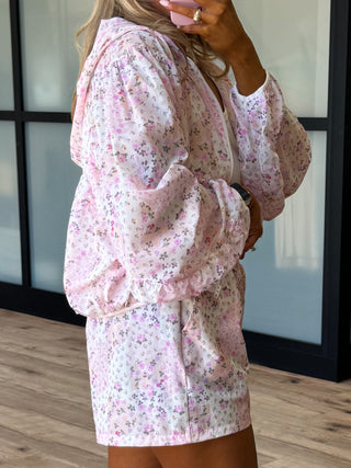 Azalea Windbreaker Jacket | Pink Patchwork