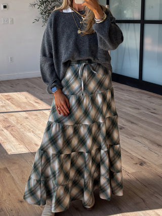 In Full Swing Plaid Skirt | Pine