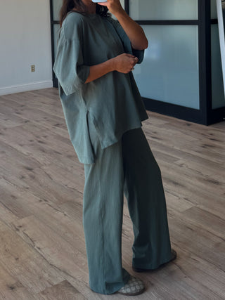 Loungeful Tee + Pants Set | Eucalyptus