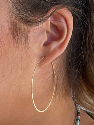 Thin Hammered Hoop Earrings | Gold
