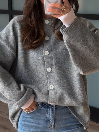 Shaffer Button Cardigan | Grey
