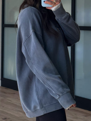 Oak Park Mineral Wash Pullover | Dusty Navy