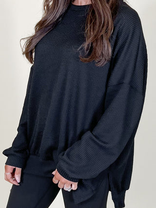 Comfy Ribbed Pullover | Black | +Plus Available | BLACK TUESDAY DOORBUSTER