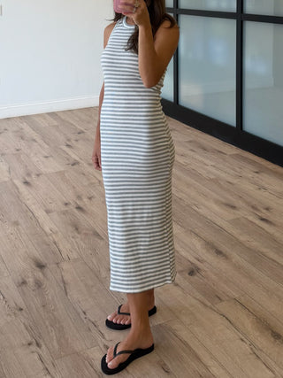 Panama Ribbed Tank Dress | Grey