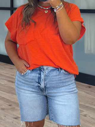 Relaxed Cotton Pocket Tee | Blood Orange