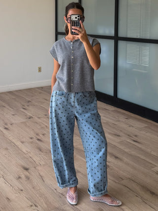 Dot Rally Barrel Pants | Denim