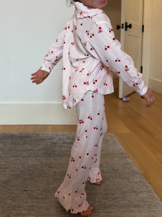 Kids Cherry Pointelle Ruffle Set | Tiny Talulah